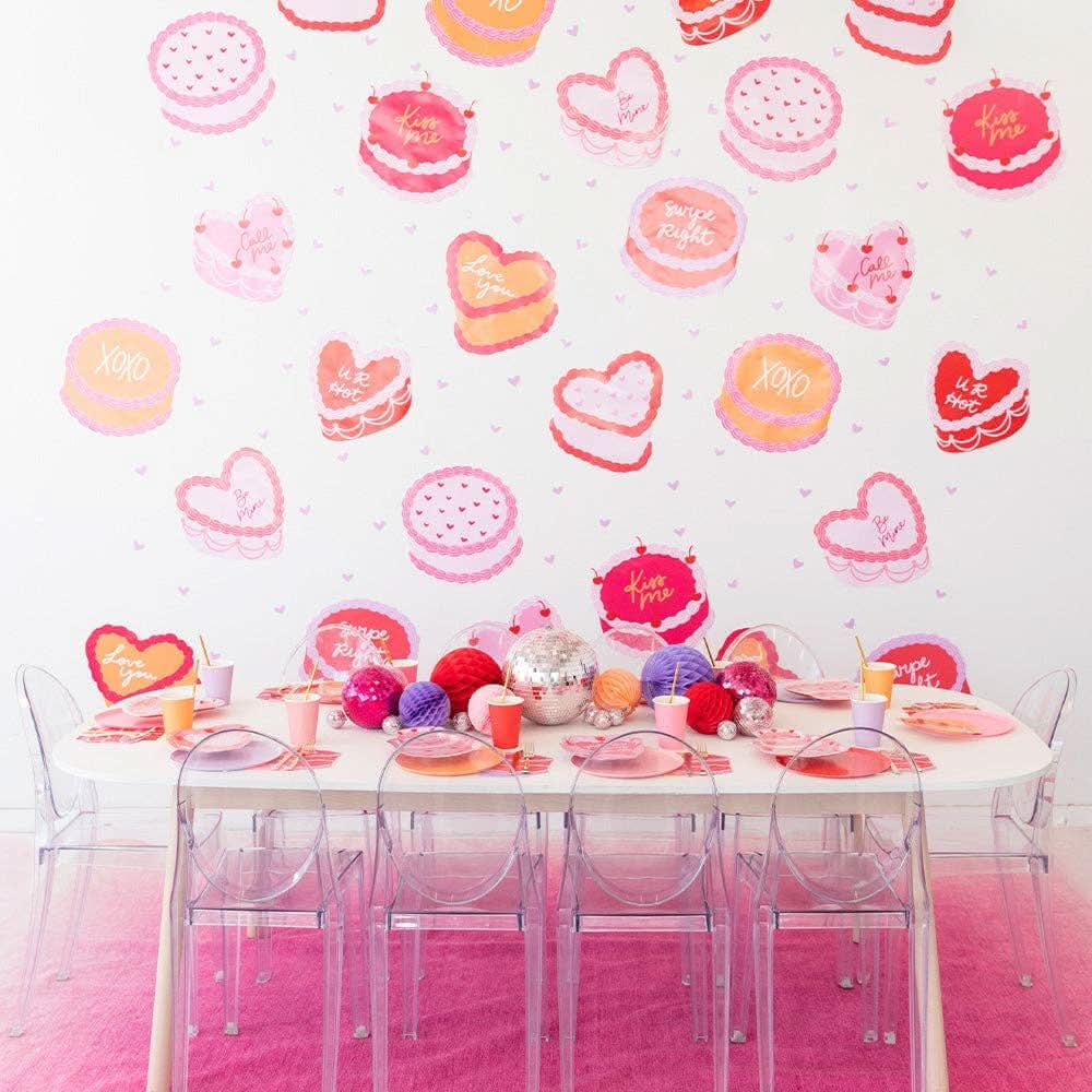 Large Jollity & Co. You're The Cherry On Top die cut cake napkins featuring colorful cherry and cake designs, pack of 16.