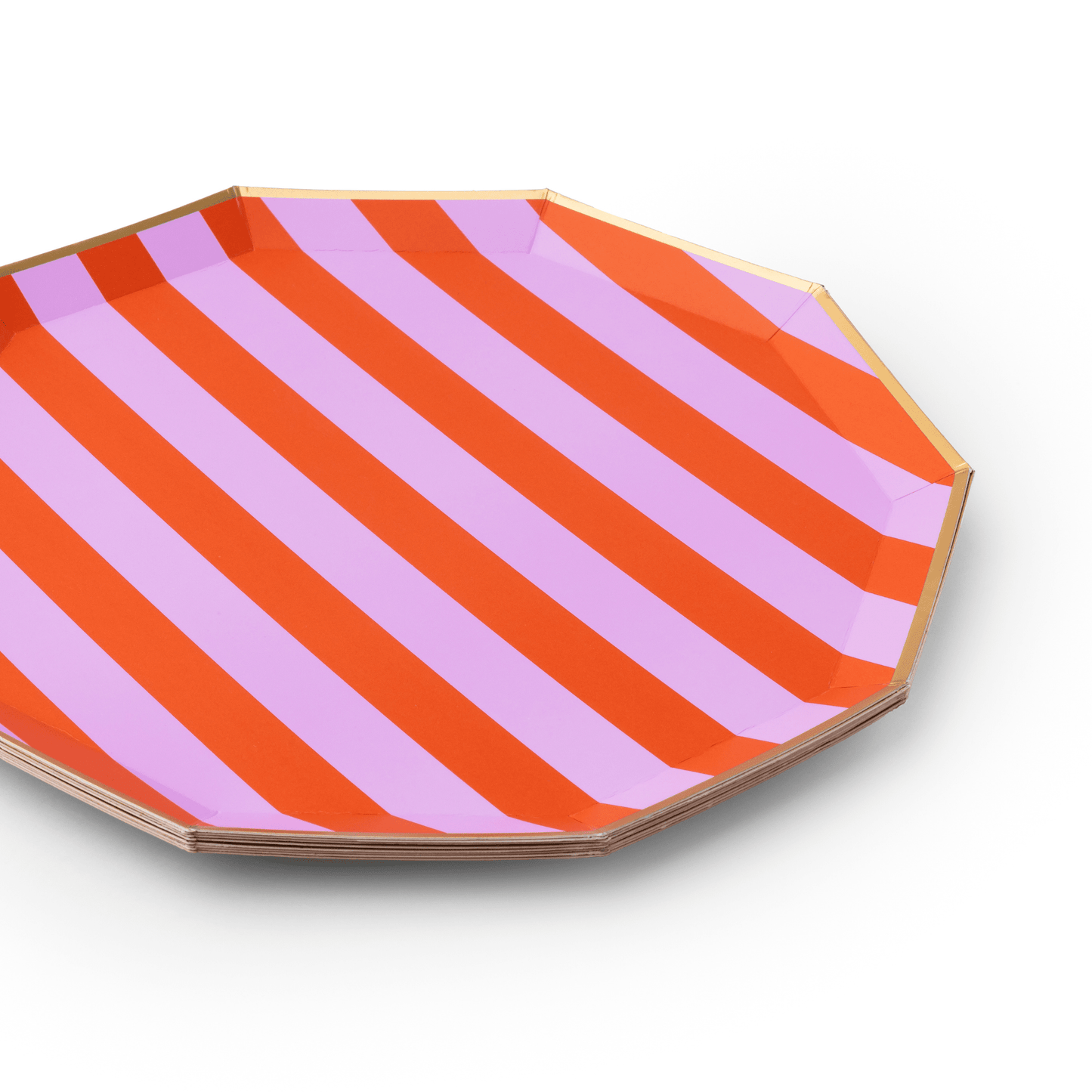 Orange and Lilac Cabana Stripe Paper Plates | 8 count