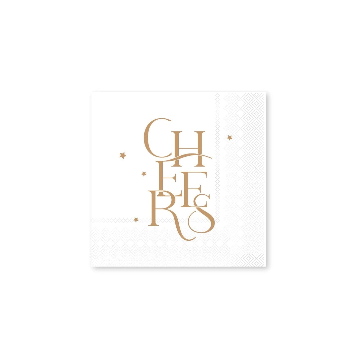 Set of 20 Cheers cocktail napkins with colorful designs, perfect for parties and celebrations by Bonjour Fête.