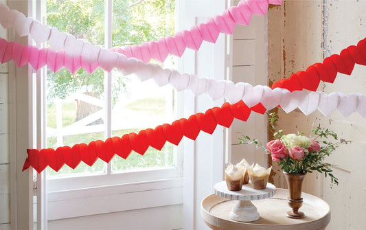 Heart Crepe Valentine Paper Banner Set