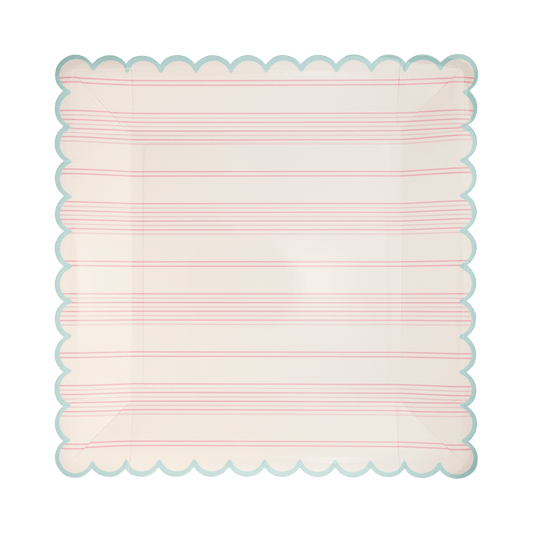 Pastel Striped Paper Plate Set 9" | Set of 8