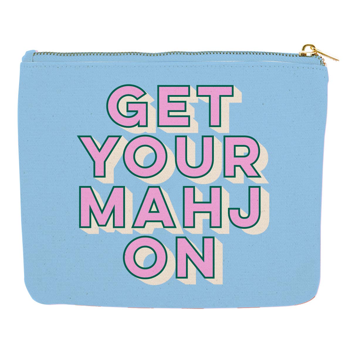 Mahjong Zipper Canvas Card Pouch by Soiree Sisters featuring a colorful mahjong tile design and secure zipper closure.