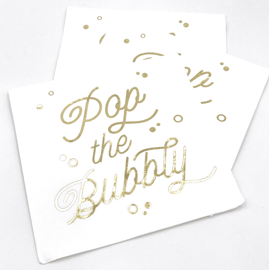 Funny Cocktail Napkins | Pop The Bubbly | Pack of 20 - Porcupine Paper Co.