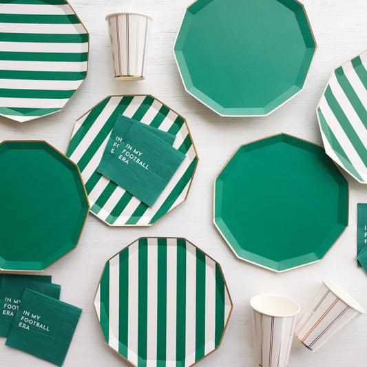 Emerald Green Signature Cabana Stripe Plates | Pack of 8