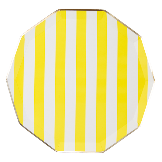 Soleil Yellow Cabana Signature Stripe Plates | Set of 8