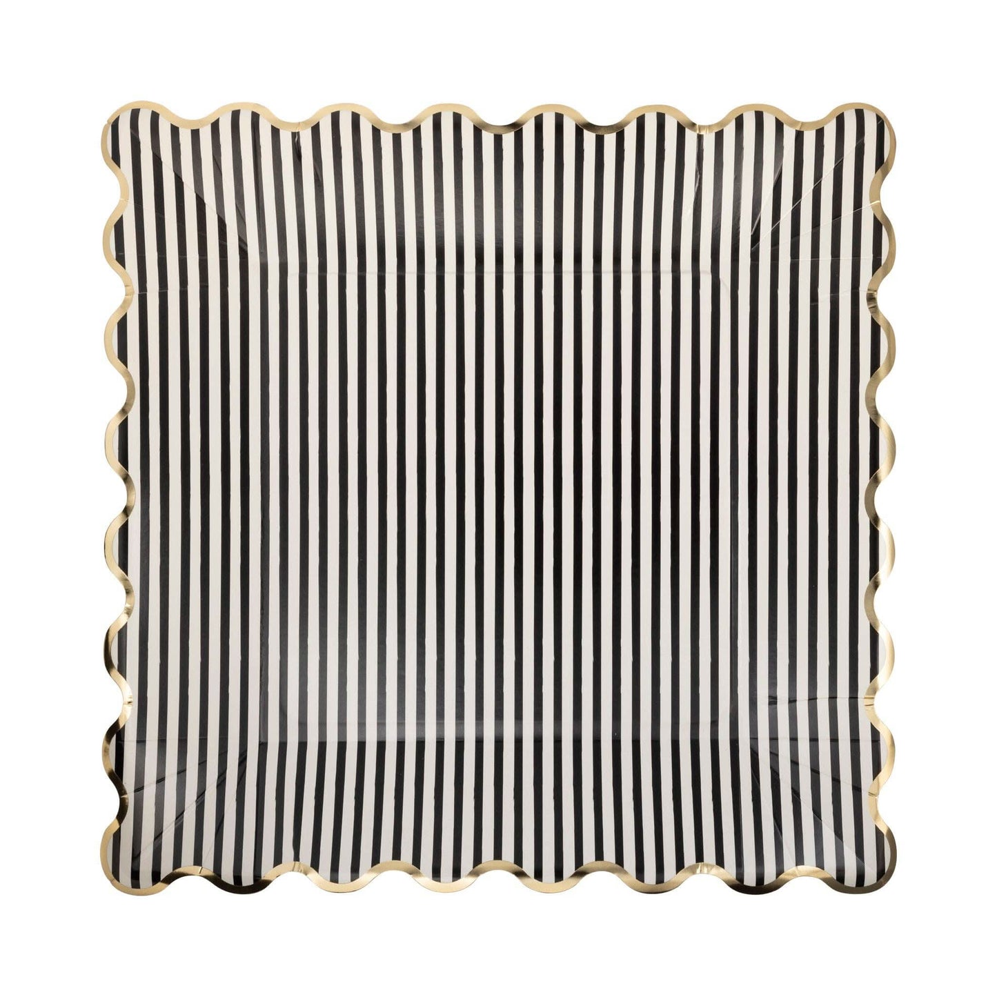 Set of 8 My Mind’s Eye striped 11-inch graduation plates with colorful horizontal stripes on ceramic dinnerware.