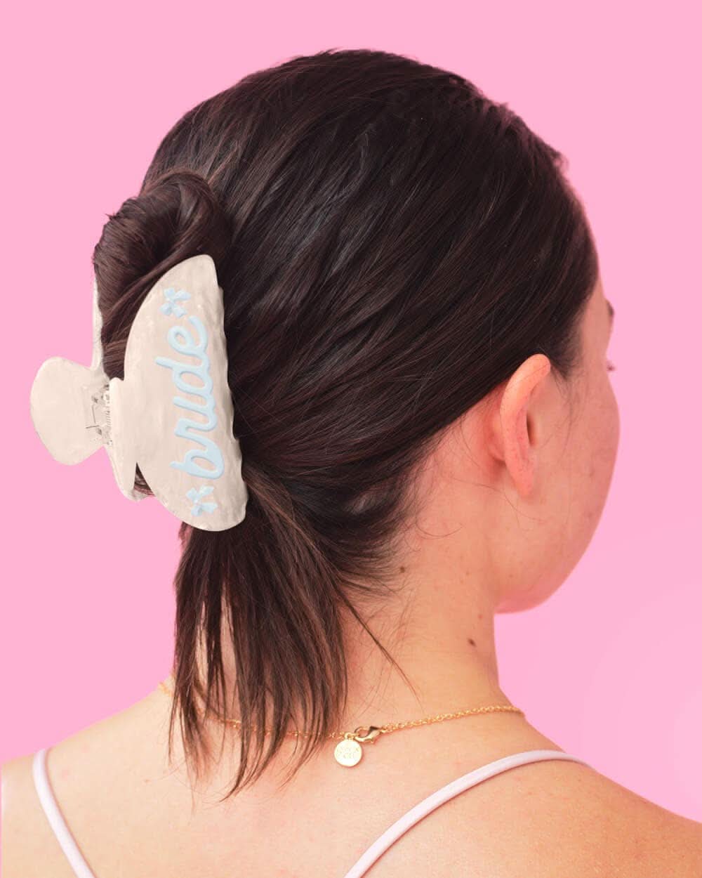 Blue pearl acrylic bride clip by xo, Fetti featuring a delicate design perfect for wedding hairstyles.