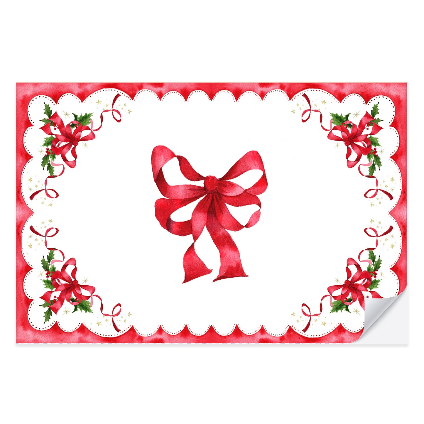 Vintage Holiday Bows Christmas Placemat Pad | 25 count