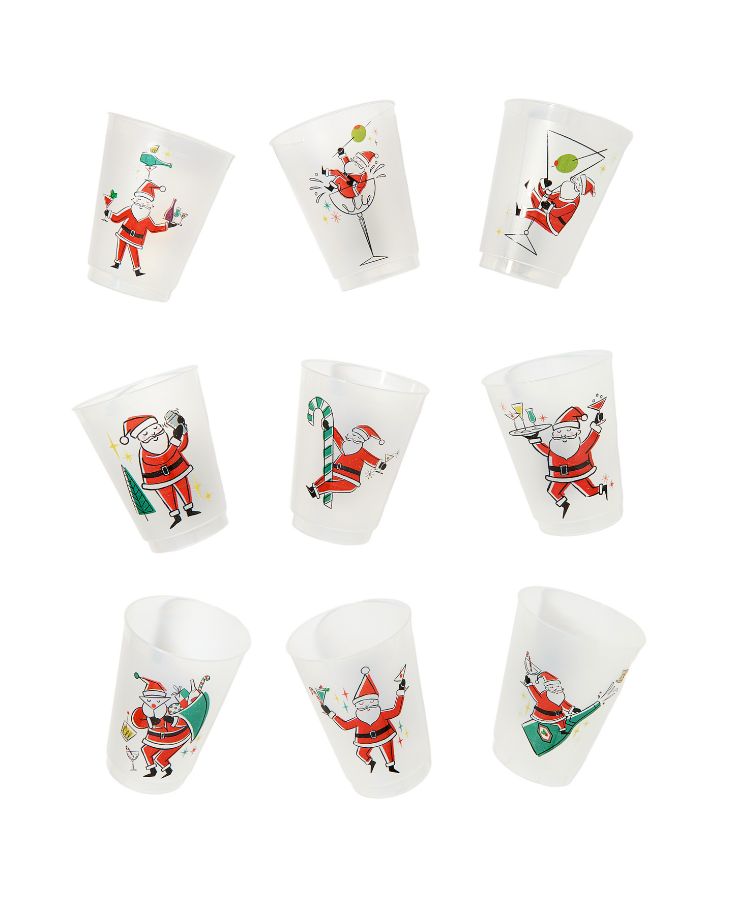 Sippin' Santas Frosted Cups 16oz. | 9 count