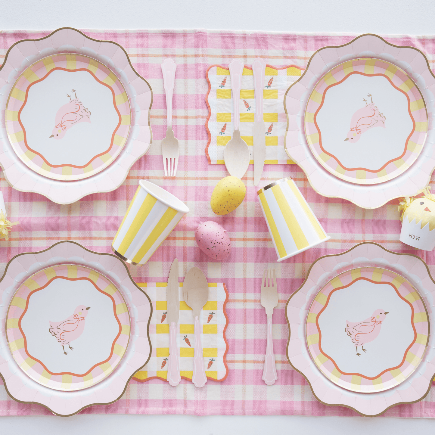 Soleil Yellow Cabana Stripe Cups | 8 count