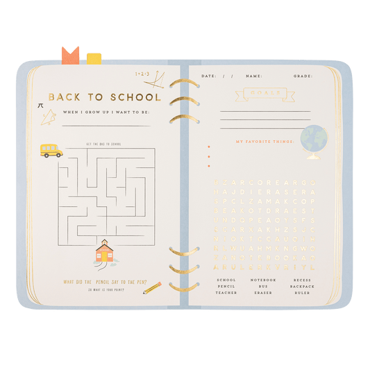 Back to School Bundle by My Mind's Eye featuring colorful school supplies, notebooks, and art materials in vibrant packaging.