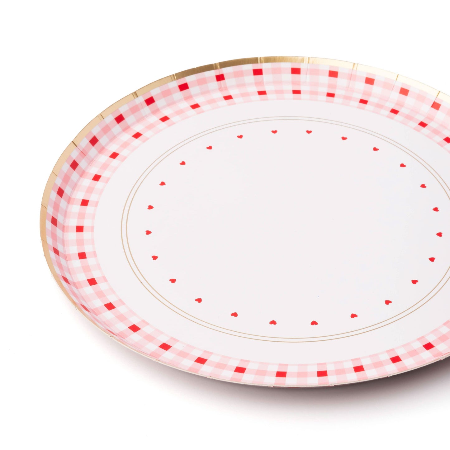 Valentine Red Gingham Dessert Plates 8.25" | Set of 8 - Porcupine Paper Co.