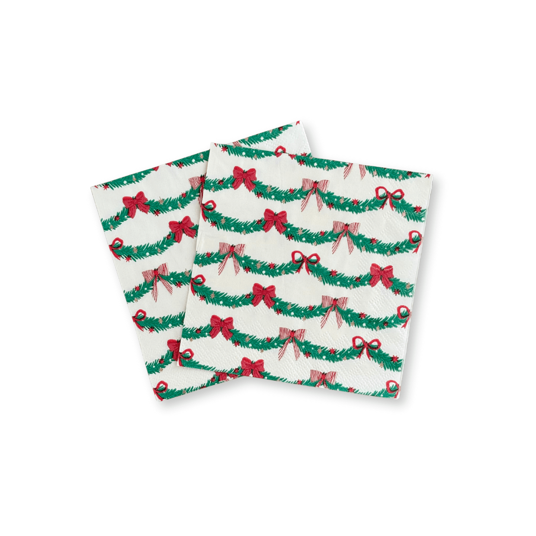 Ribbons & Cheer Gingerbread Bow Beverage Napkins | 24 count