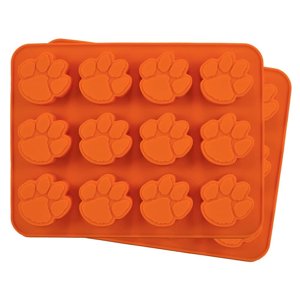 Clemson Tigers ice cube tray by Masterpieces Puzzles showing a silicone tray with Clemson Tigers themed ice cube molds.