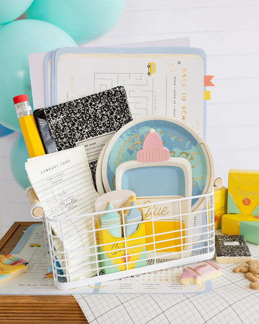 Set of 8 Comp Notebook Plates by My Mind’s Eye featuring colorful, decorative paper plates for events and gatherings.