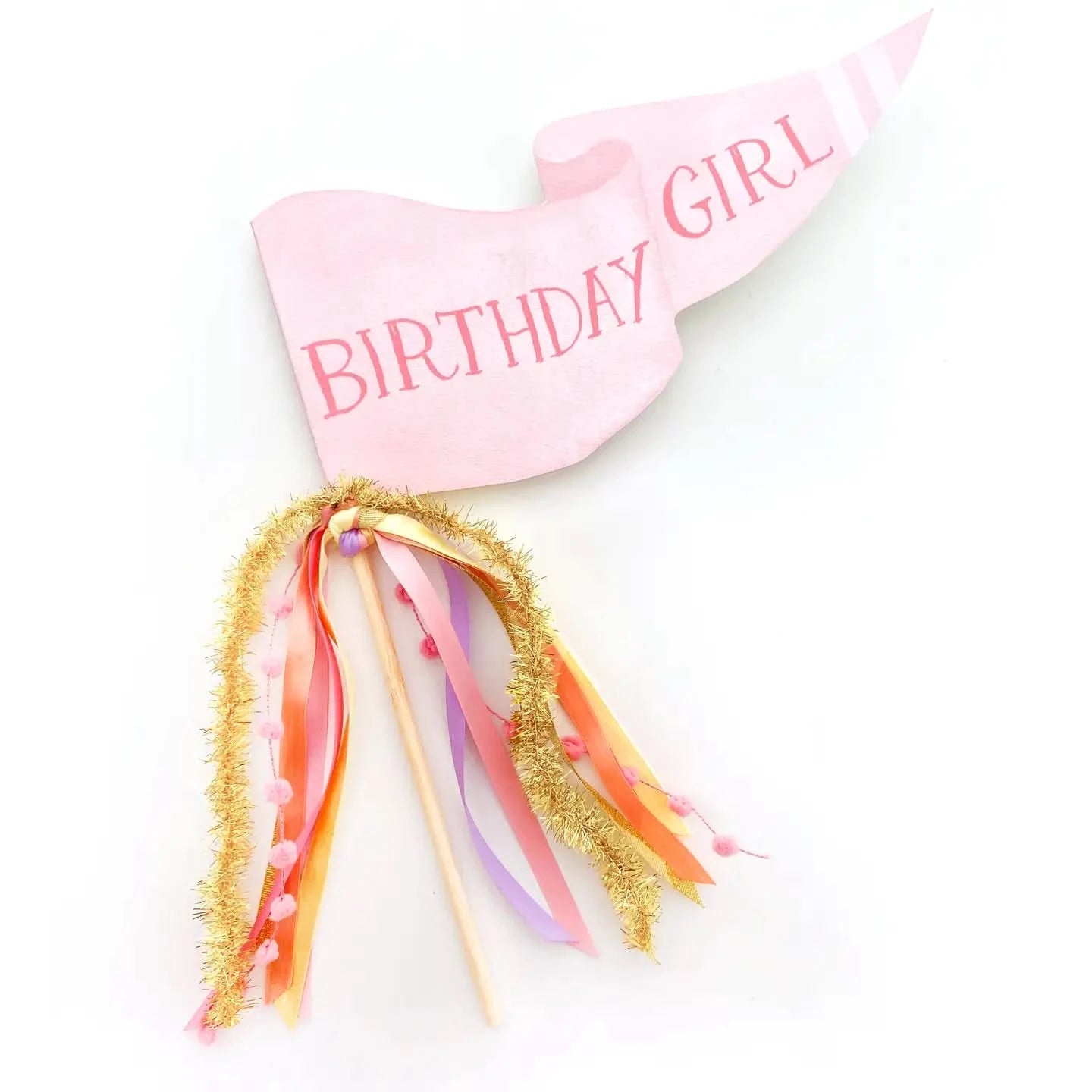 Colorful Cami Monet birthday girl party pennant banner with festive flags for celebrating birthdays.