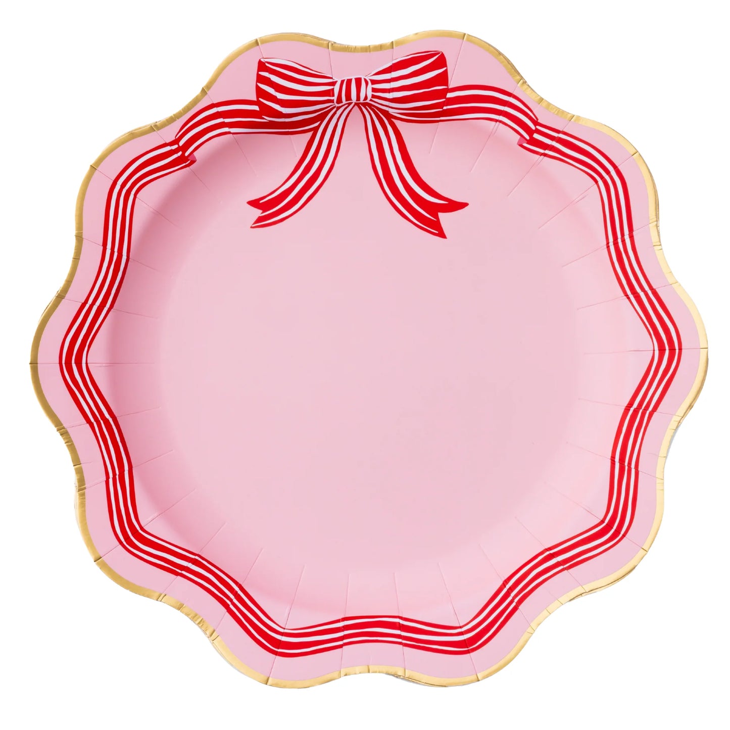 Elegant Pink Peppermint Bow Dinner Plates | 8 count