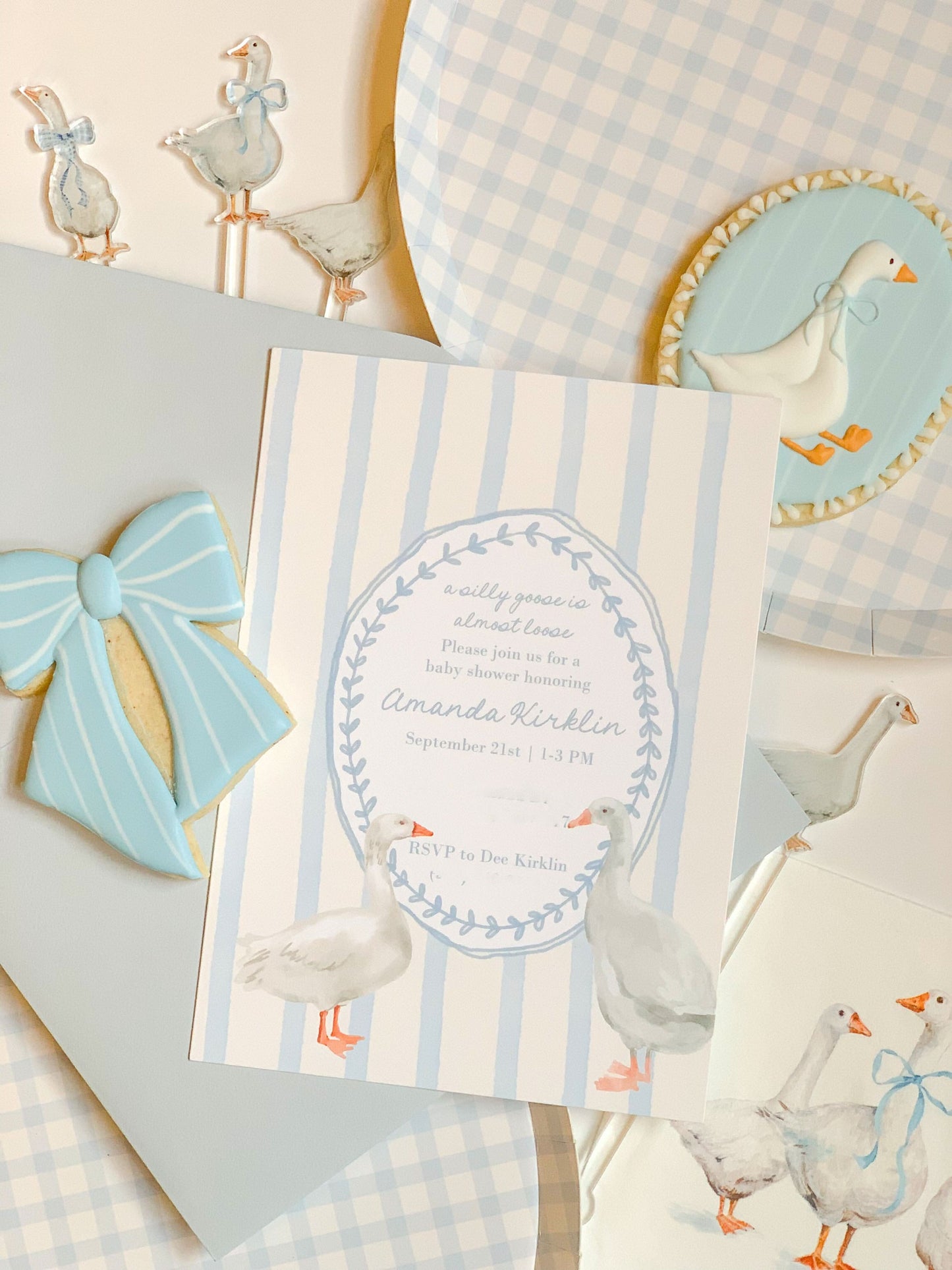 Premium Gingham Baby Blue Plates | 12 count - Porcupine Paper Co.