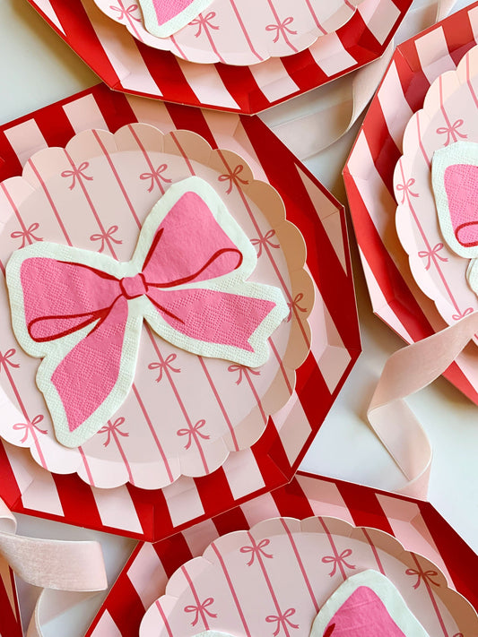 Petal Pink Signature Bow Small Plates | 8ct - Porcupine Paper Co.