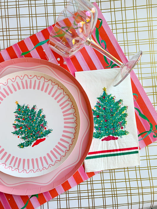 Vintage Tinsel Christmas Tree Placemat Pad | 25 count