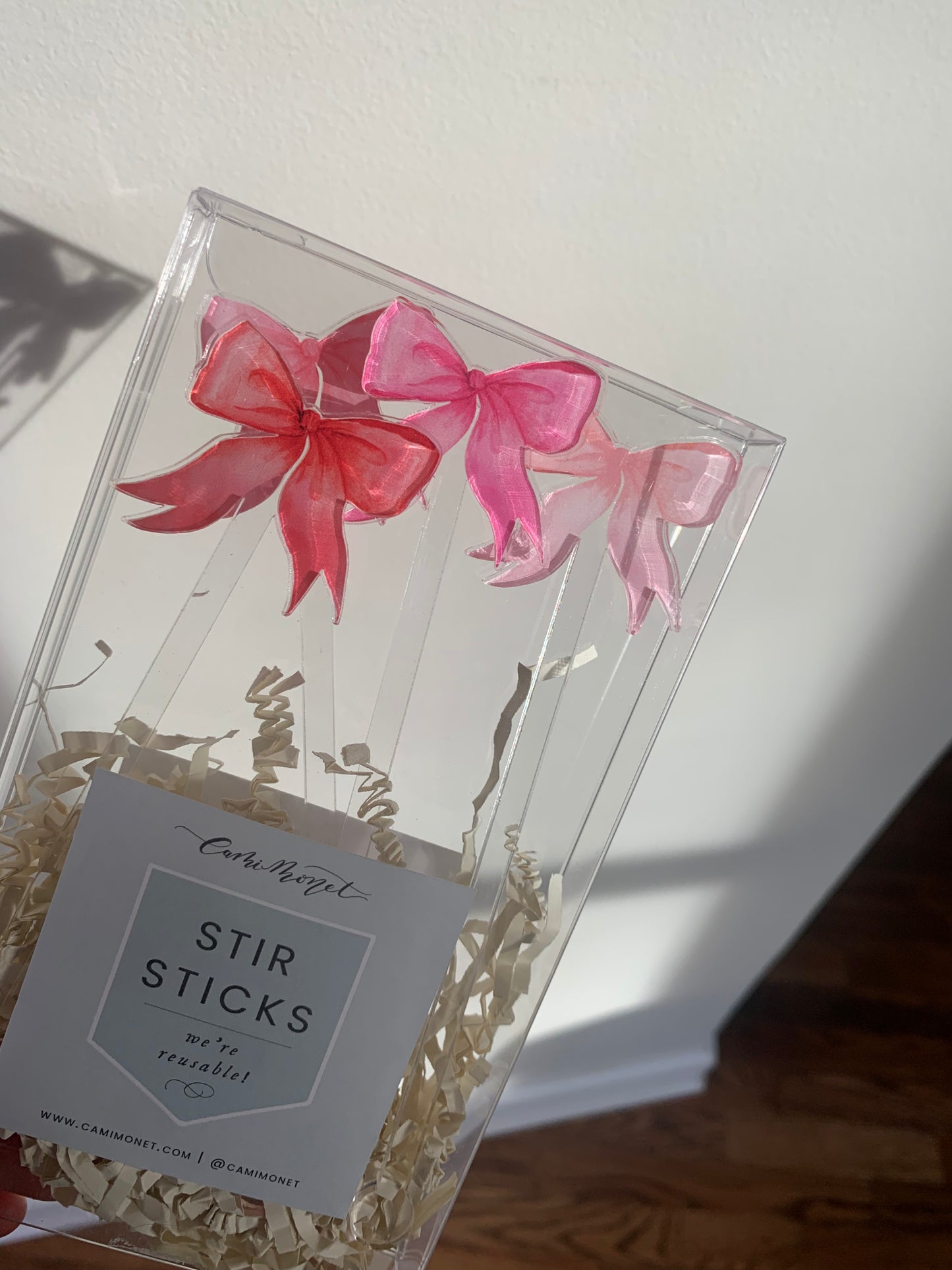 Ombre Pink Bows Stir Sticks | Set of 4