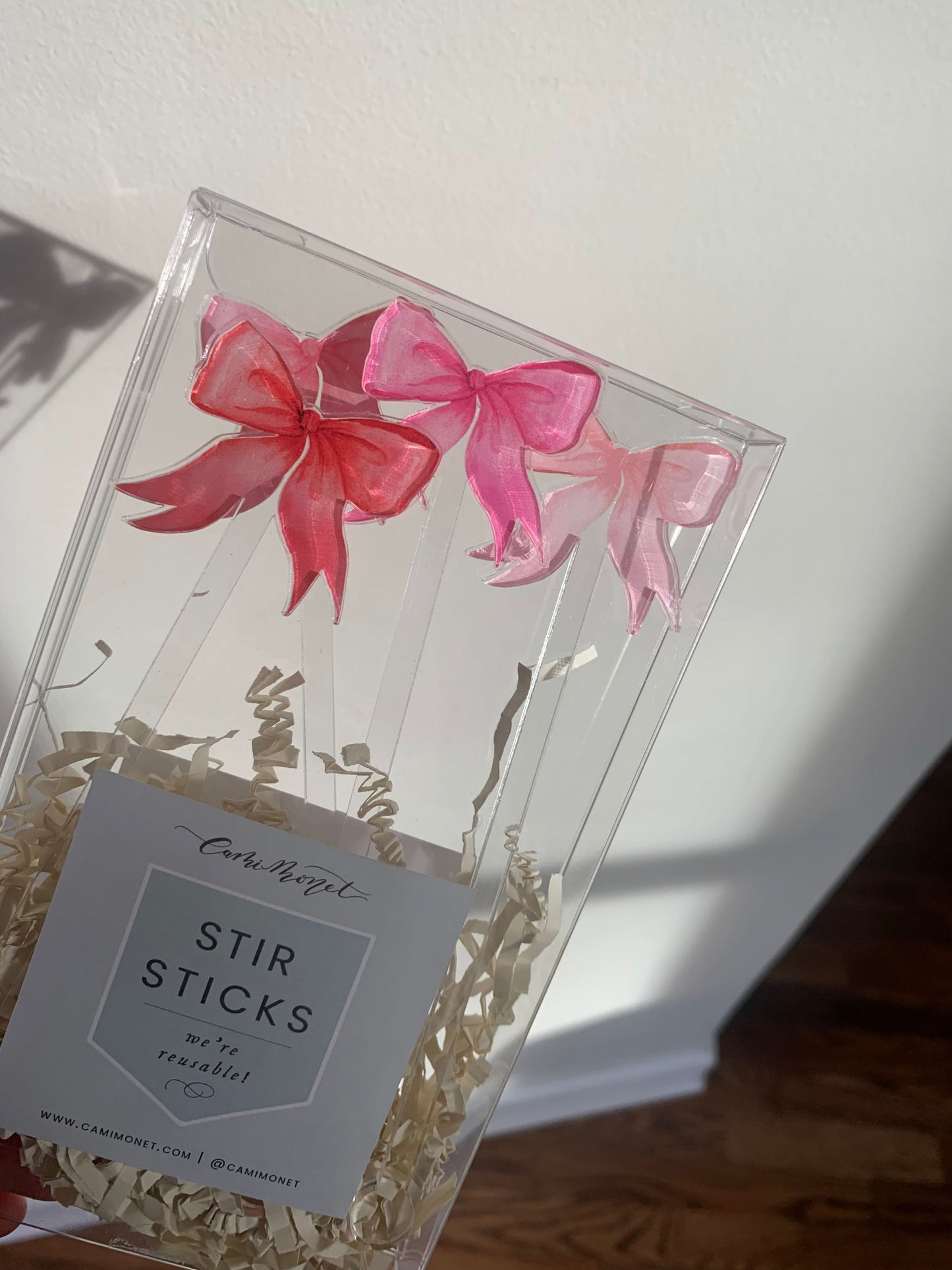 Ombre Pink Bows Stir Sticks | Set of 4 - Porcupine Paper Co.