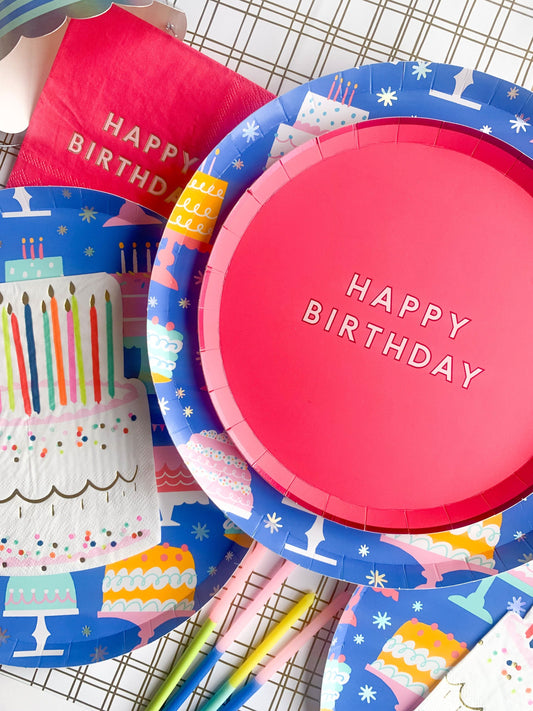 Hot Pink Happy Birthday Cocktail Napkins - Porcupine Paper Co.