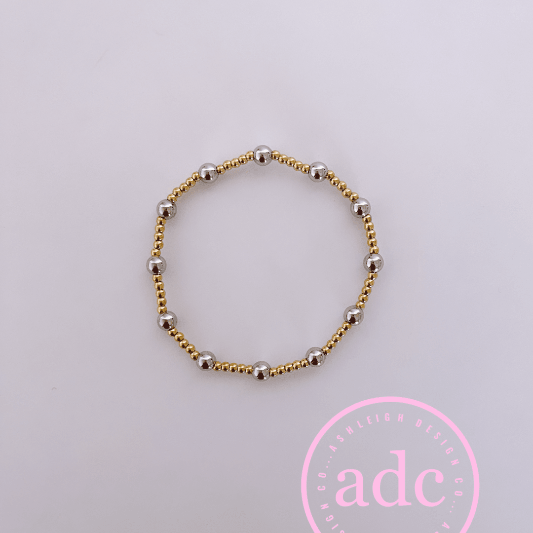 2MM & 4MM Mixed Metals, Gold-Filled Beaded Bracelet