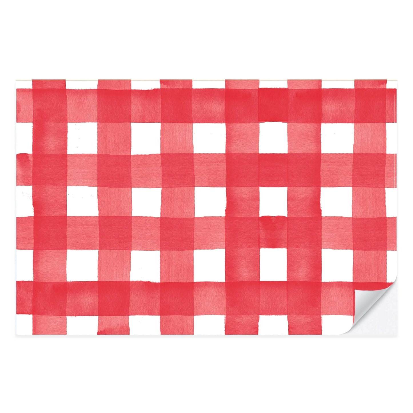 Red gingham fabric placemat pad by Cami Monet, featuring a classic checkered pattern for table setting decor.