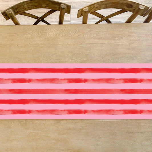 Red and Pink Stripe Table Runner Party Decor
