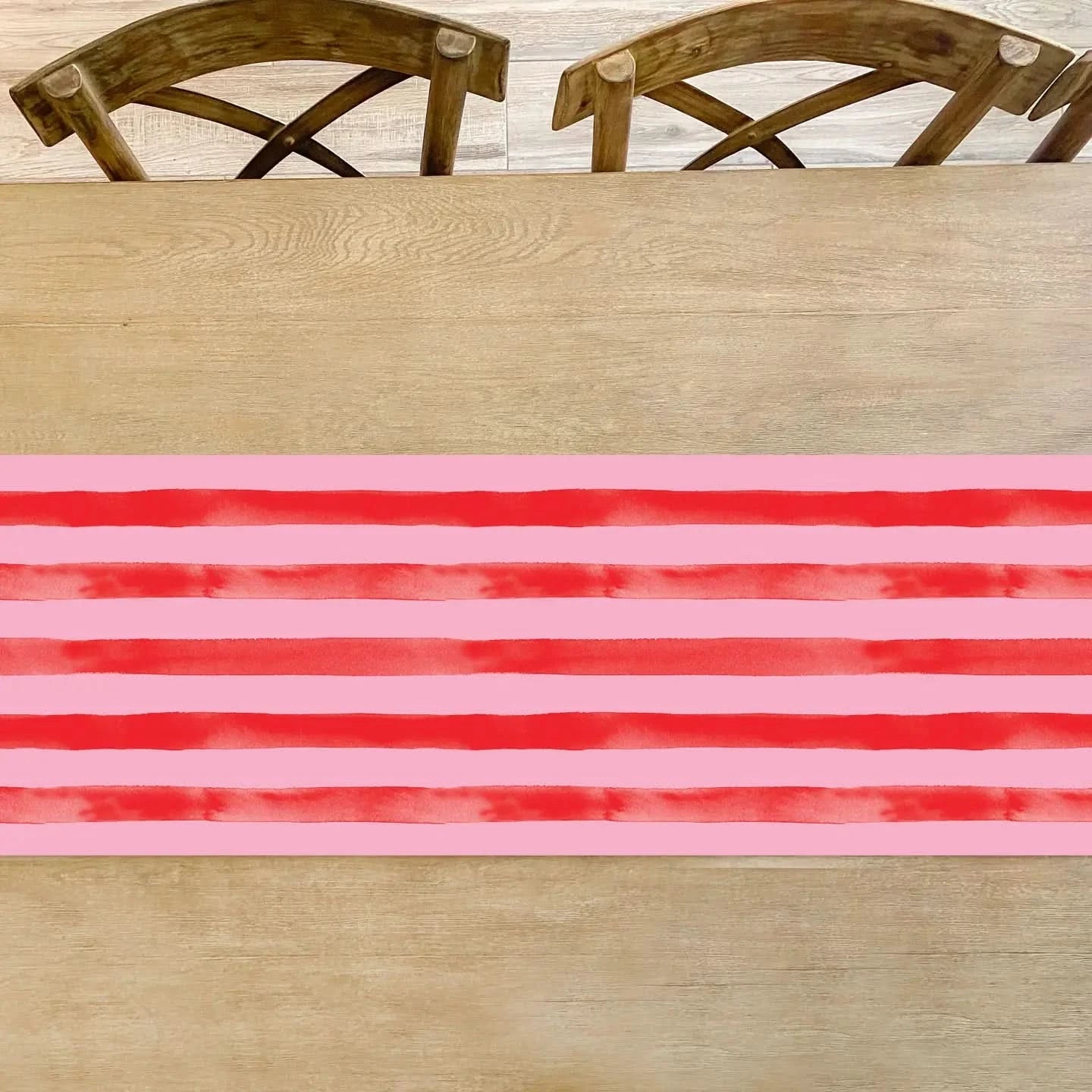 Red and Pink Stripe Table Runner Party Decor - Porcupine Paper Co.