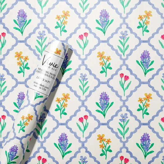 Scalloped Wildflower Wrapping Paper Roll - Porcupine Paper Co.