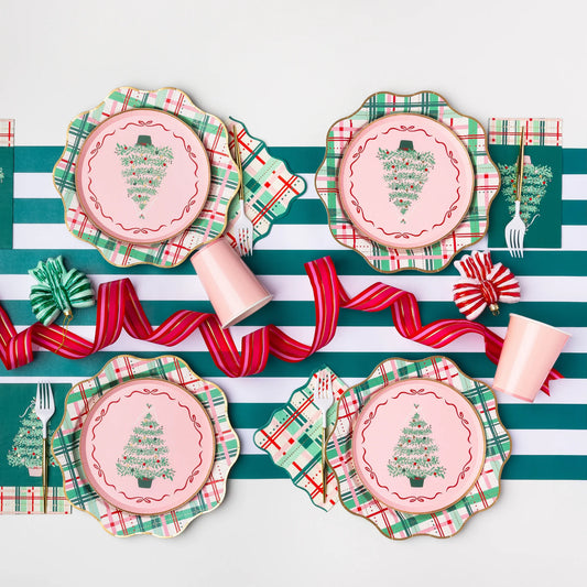 Christmas Plaid Large Plates 11" | Set of 8