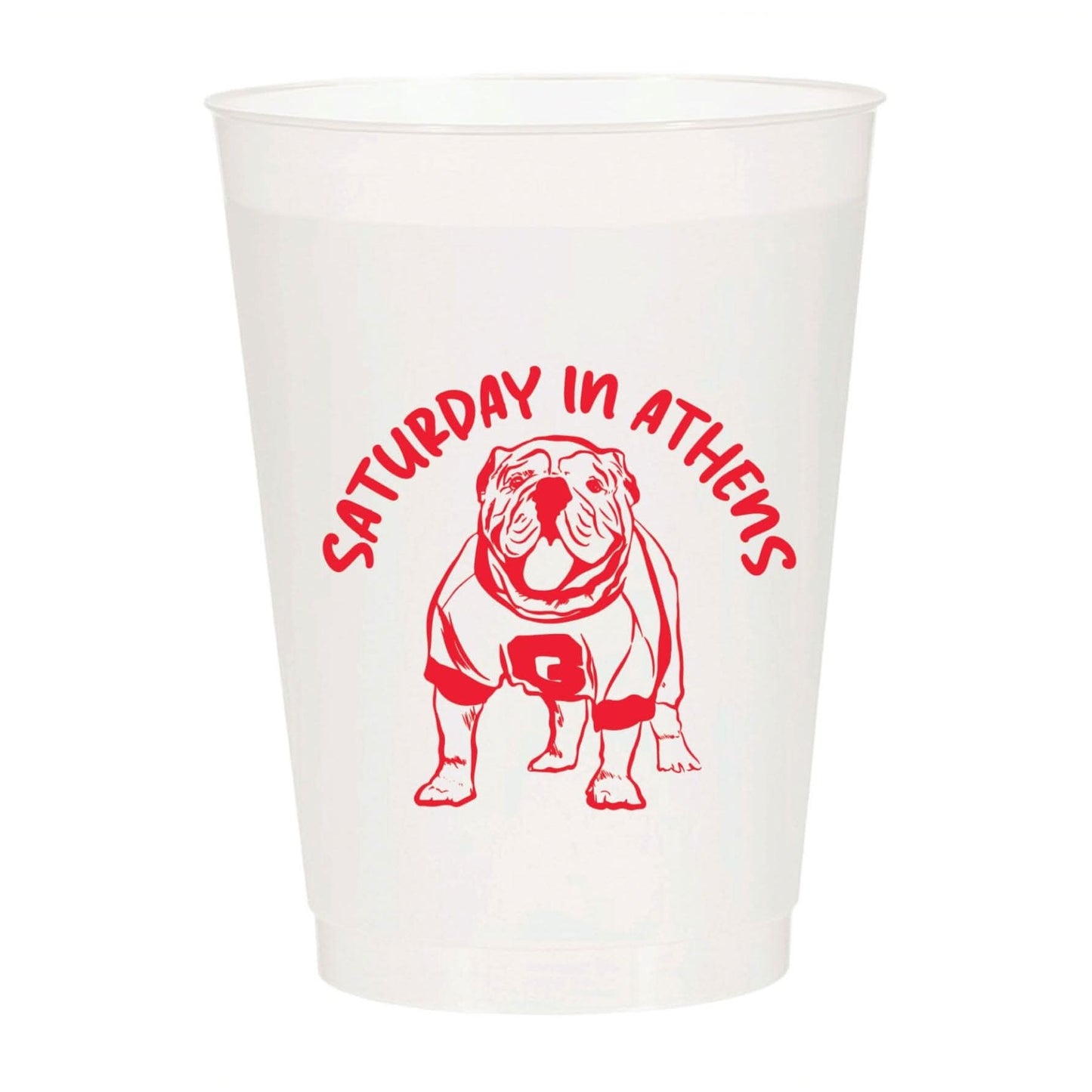 Set of ten 16oz frosted paper cups from Saturdays in Athens collection by Porcupine Paper Co., featuring a stylish design.