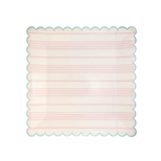 Pastel Striped Paper Plate Set 9" | Set of 8