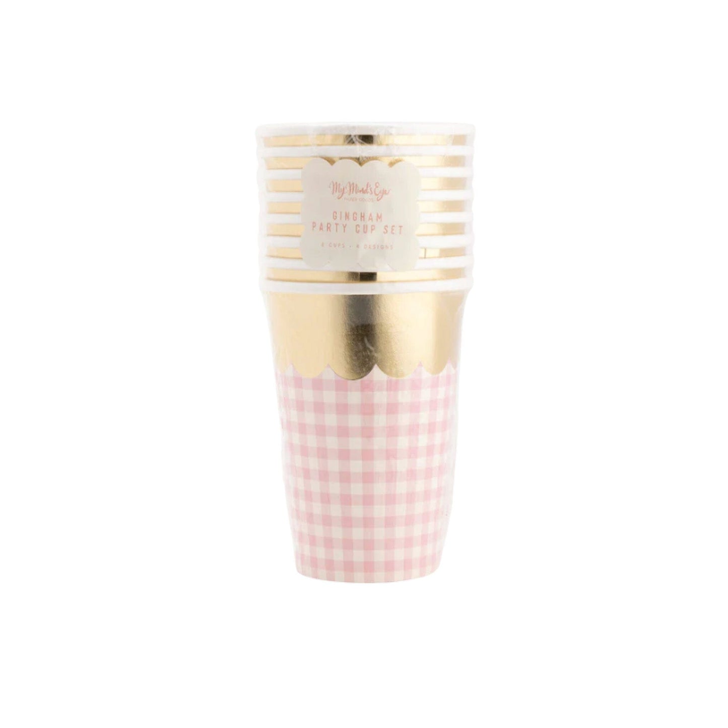 Gingham Cups with Gold Scallop