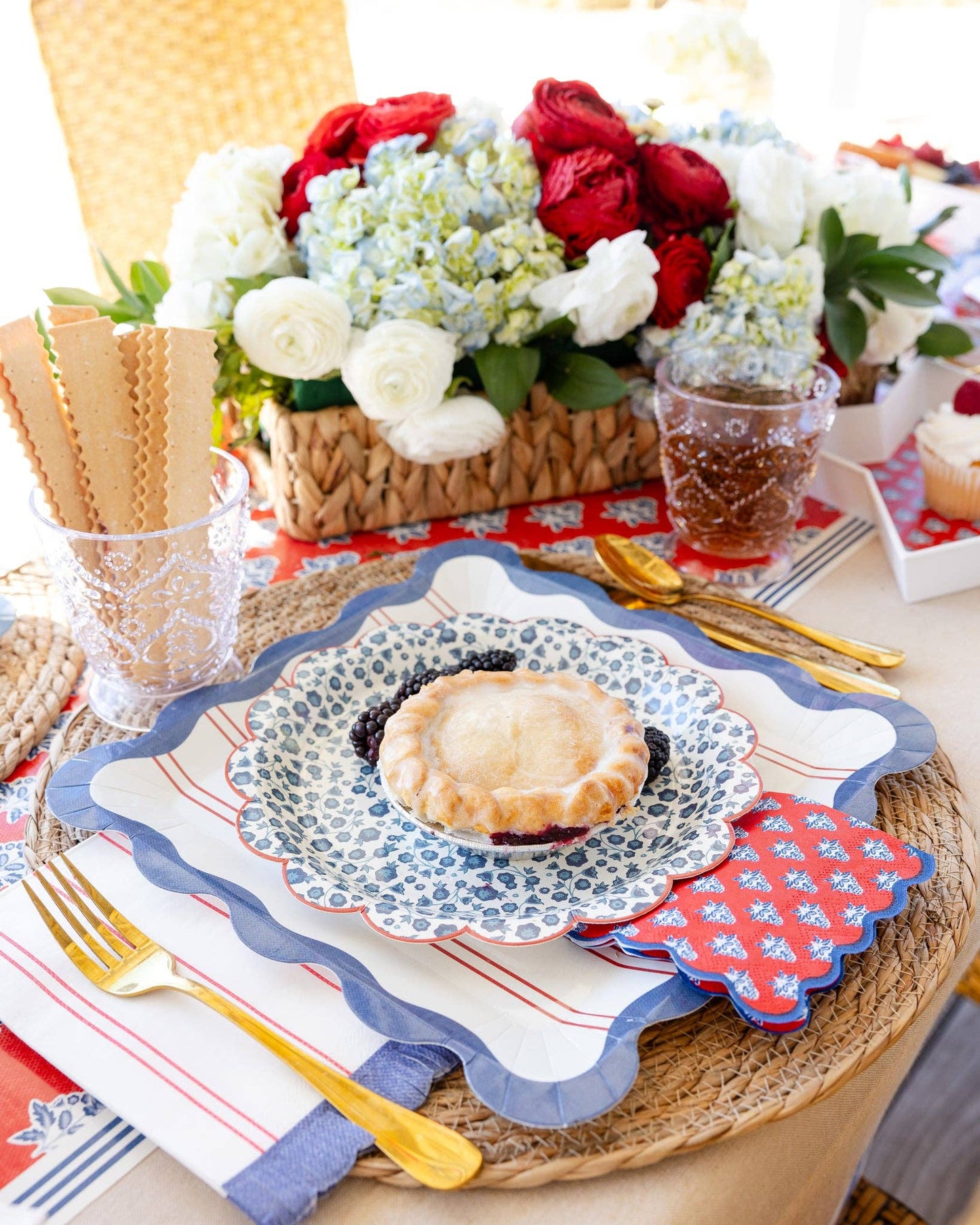 Red striped paper plate from My Mind’s Eye, 11-inch size, with a vibrant red and white striped design for casual dining.