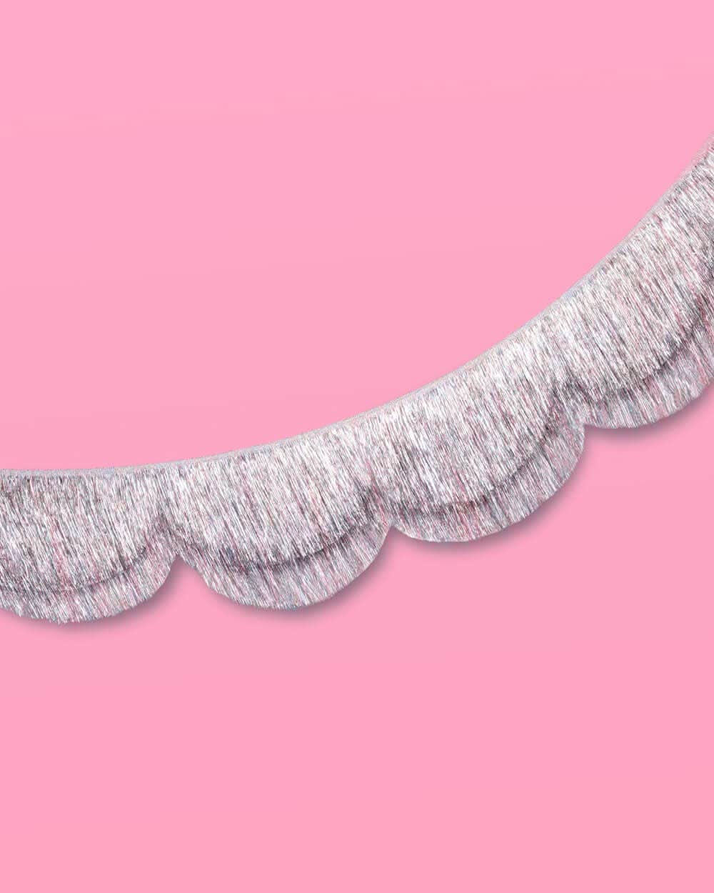 Silver Iridescent Scalloped Fringe Banner
