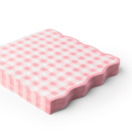 Petal Pink Gingham Dinner Napkins | 20 Count - Porcupine Paper Co.