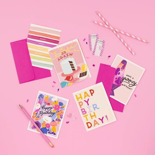 Forever Young birthday card from 29 Again by Slightly Stationery featuring colorful, playful design for celebrating milestone birthdays.