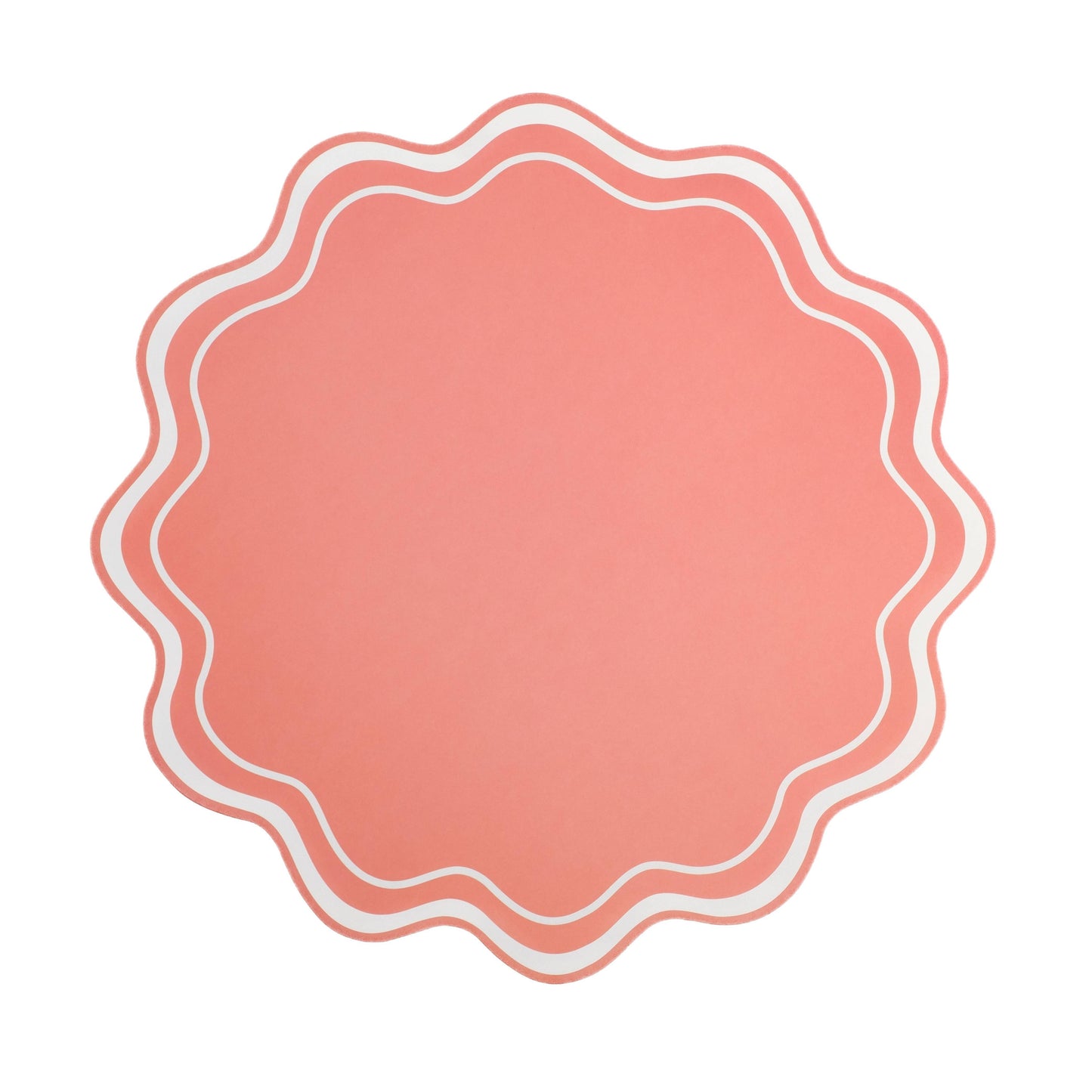 Coral Orange Wavy Scallop Paper Placemats | 12 count