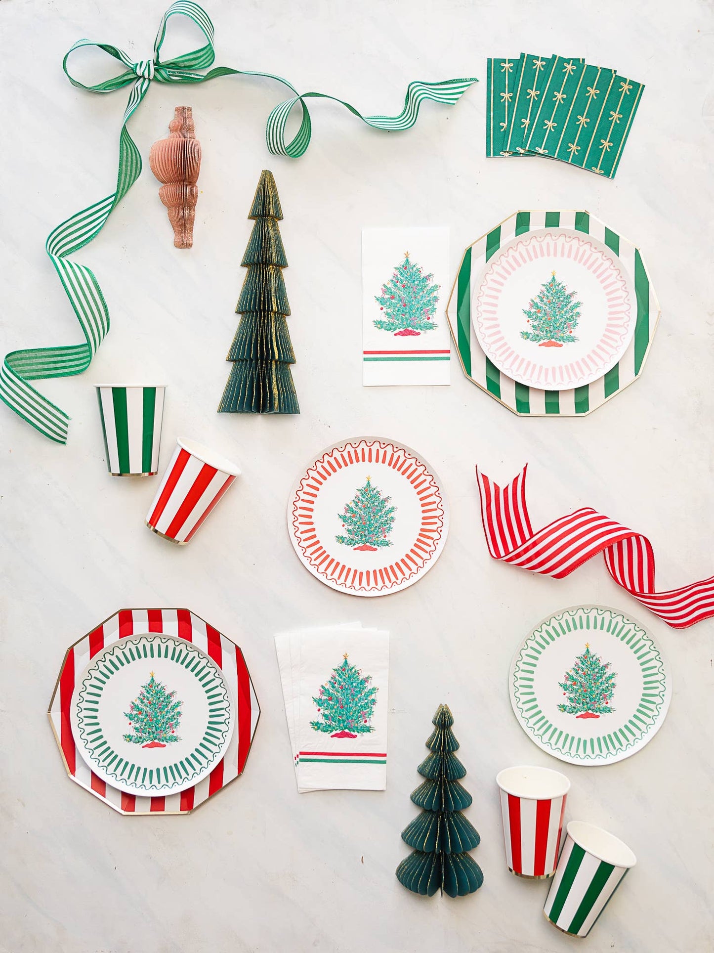 Emerald Green Cabana Stripe Cups | Set of 8