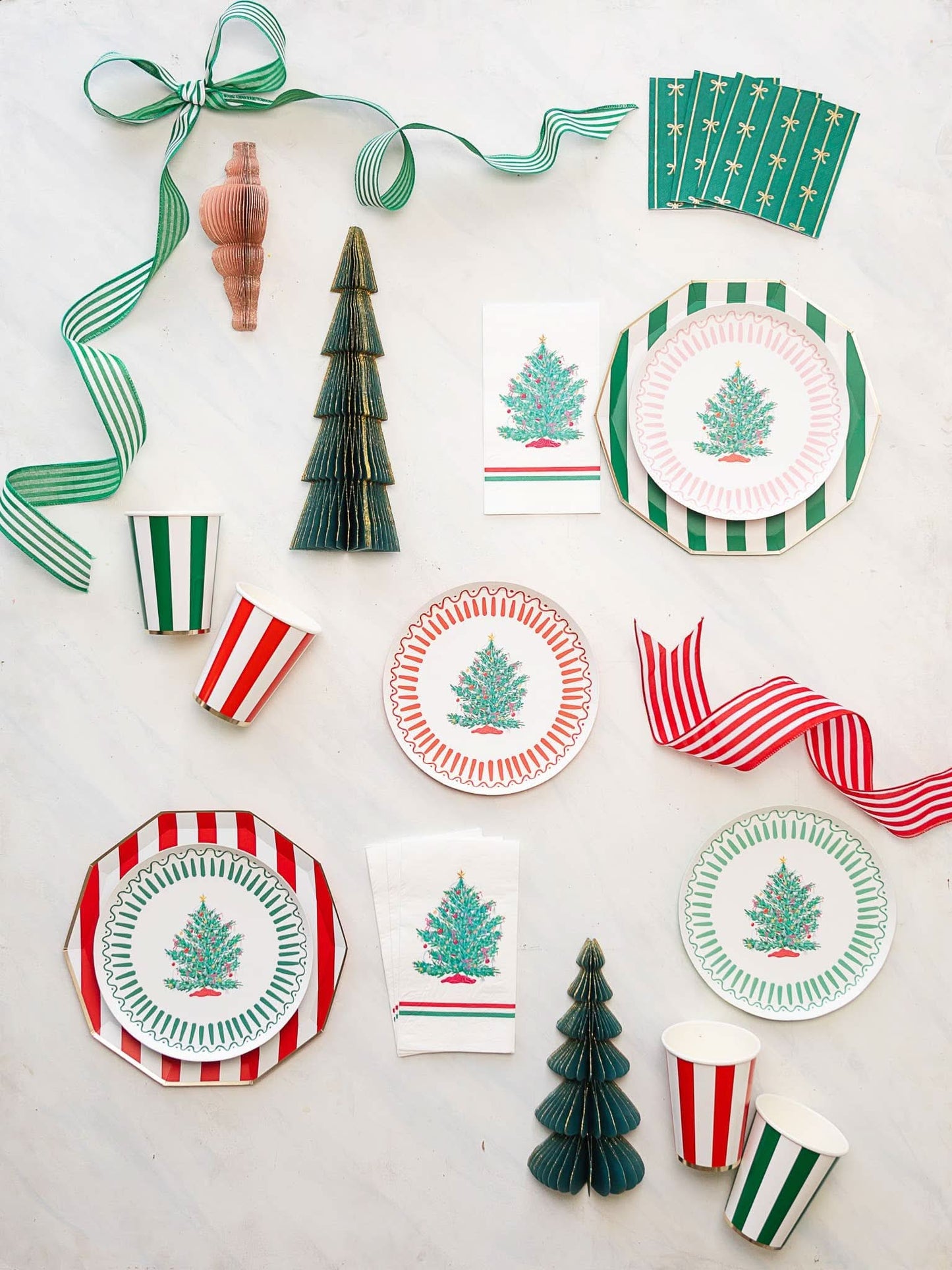 Emerald Green Cabana Stripe Cups | Set of 8