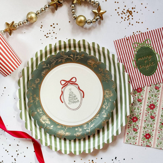 Hearth & Holly Vintage Floral Striped Guest Napkins | 24 count