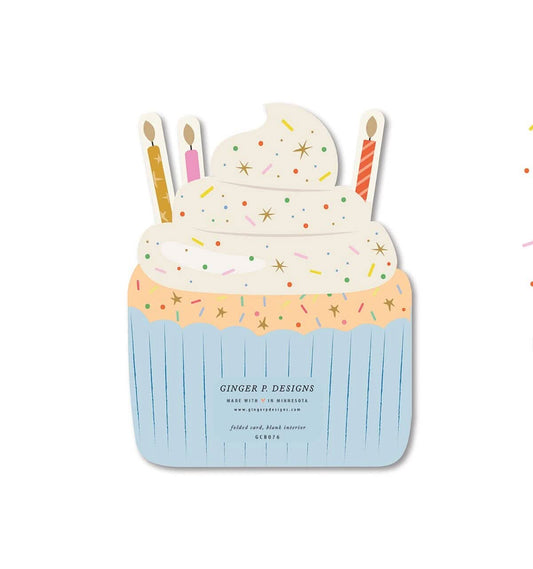 Birthday Cupcake Die-Cut Greeting Card - Porcupine Paper Co.