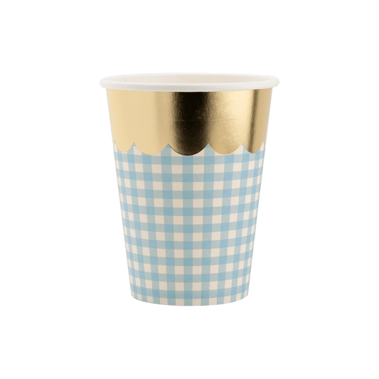Gingham Cups with Gold Scallop