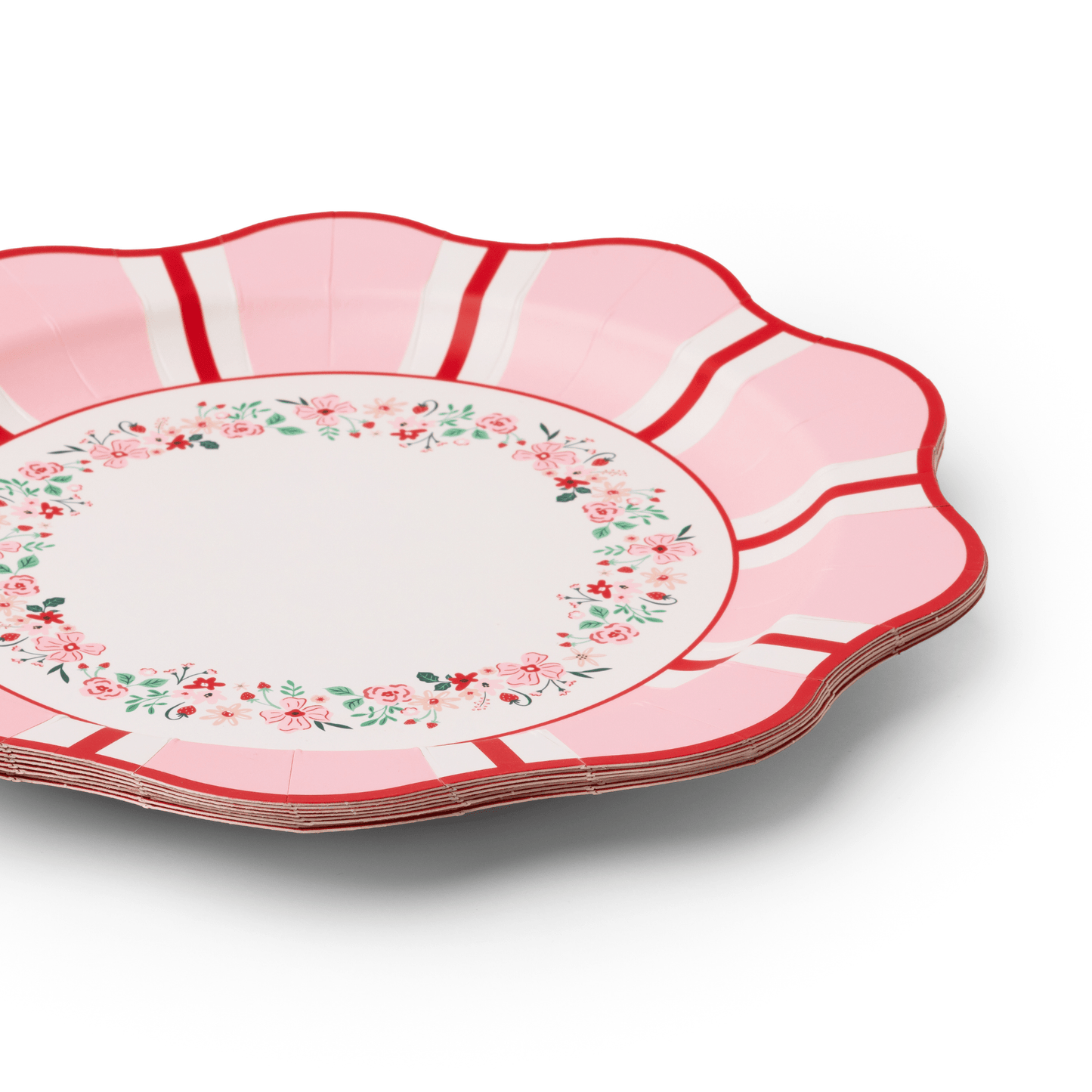 Pink & Red Floral Dinner Plates - 11" | Set of 8 - Porcupine Paper Co.