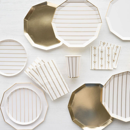 Gold Signature Bow small napkins from Bonjour Fête, pack of 20 with elegant bow design, perfect for special occasions and celebrations.