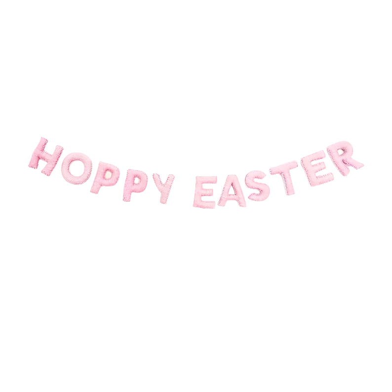 Pink Hoppy Easter Felt Banner