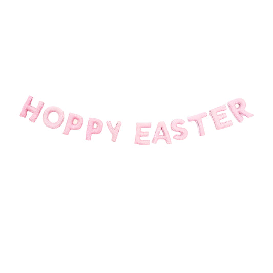 Pink Hoppy Easter Felt Banner